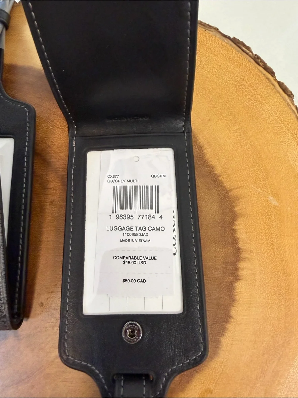 Set of 2 Coach Gray/Black Camo Luggage Tags New Retail $48 each